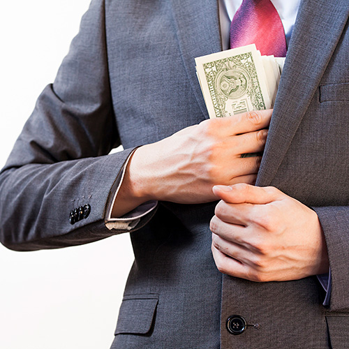 pocketing money