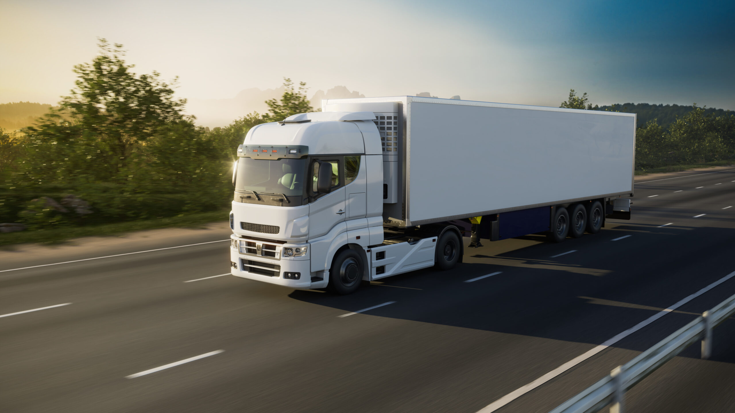 Trucking Industry Diversity Faces Setbacks, Survey Finds | semi truck driving on highway with sunset background